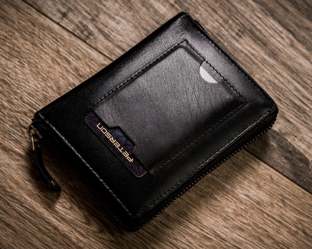 Herren Geldbörse aus Leder mit ukrainischem Wappen und Farben – Peterson