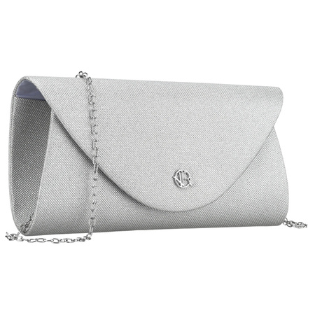 Brokat-Damen-Clutch aus synthetischem Stoff in Silberfarbe - Rovicky