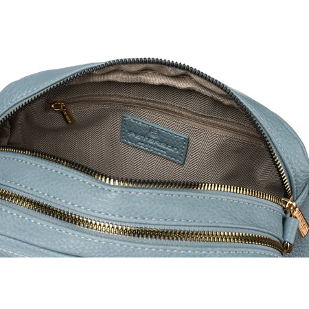 Modische blaue Damen Umhängetasche mit zwei Schulterriemen und Anhänger aus Öko-Leder – Peterson