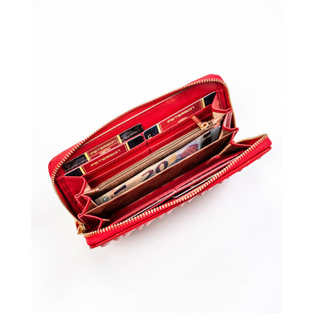 Modische Damen Geldbörse in Rot mit geräumigem Innenraum und Reißverschluss – Peterson