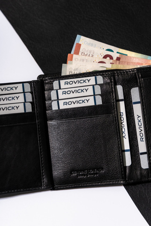 Herren Geldbörse Leder vertikal mit RFID-Schutz – Rovicky