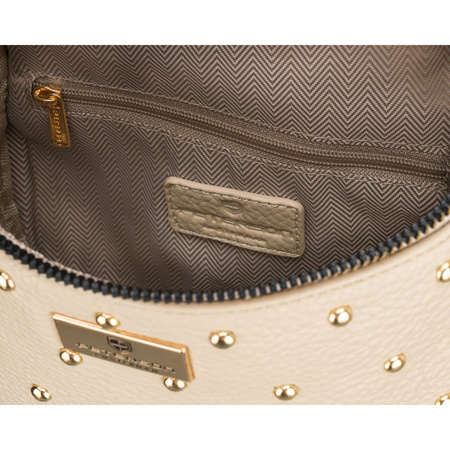 Beige Damen-Bauchtasche aus Öko-Leder, verziert mit Nieten – Peterson