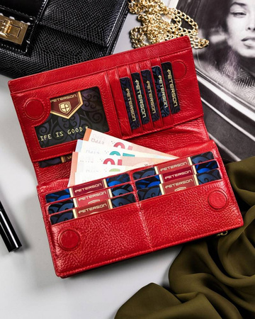 Große Damen Geldbörse aus Leder mit Magnetverschluss – Peterson