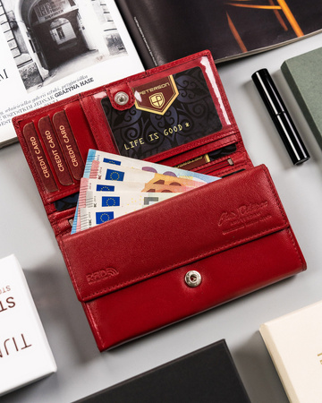 Mehrfarbige Damen Geldbörse aus Leder mit Druckknopf – Peterson