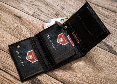 Herren Geldbörse Hochformat, Schwarz, Echtleder – Peterson