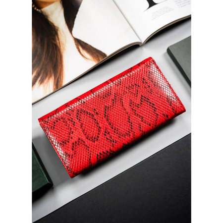 Rote Damen Geldbörse mit Druckknopf und Schlangenmuster – Cavaldi