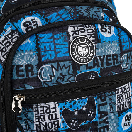 Peterson Schulrucksack für Jugendliche aus Polyester mit Gaming-Muster