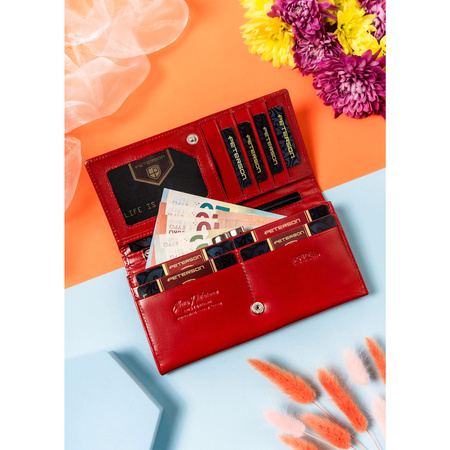 Rote Damen Geldbörse mit RFID-Kartenschutz – Peterson