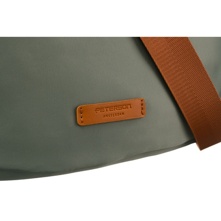 Damen Umhängetasche aus Nylon in Grün-Braun mit Außentasche – Peterson