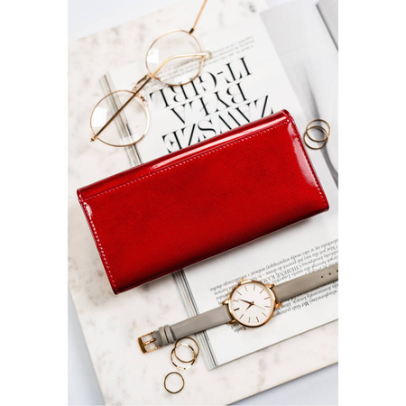 Damen-Geldbörse aus Leder im Saffiano-Stil in Rot – Peterson