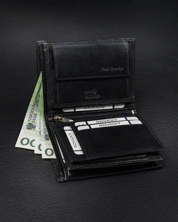 Vertikale Herren Geldbörse aus glänzendem Echtleder ohne Verschluss – Rovicky