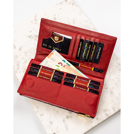 Lackierte Damen Geldbörse aus Leder in Rot mit Magnetverschluss – Peterson