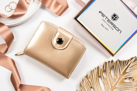 Kleine Damen Geldbörse aus Öko-Leder mit Druckknopf und Reißverschluss – Peterson