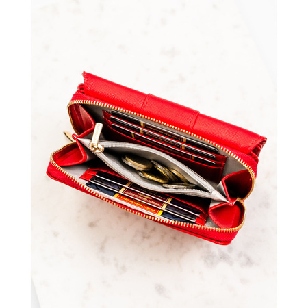 Damen-Geldbörse aus Öko-Leder, querformatig, Rot - Peterson