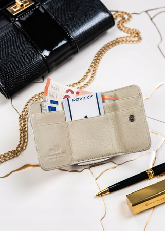 Kleine Damen Geldbörse aus Leder mit Reißverschluss und Druckknopf – Lorenti