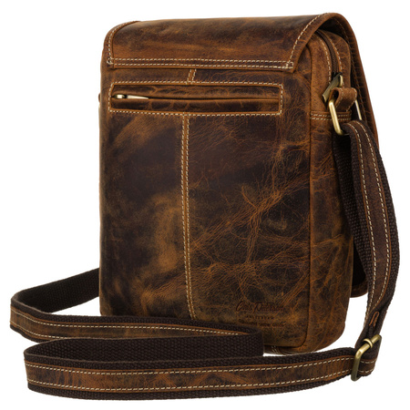 Herren-Umhängetasche aus Leder mit Klappe in Braun – Peterson