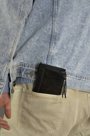 Große Retro Herren Geldbörse mit zwei Münzfächern – Rovicky