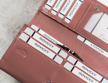 Elegante, längliche Damen Geldbörse mit Klappe und Druckknopf – Cavaldi