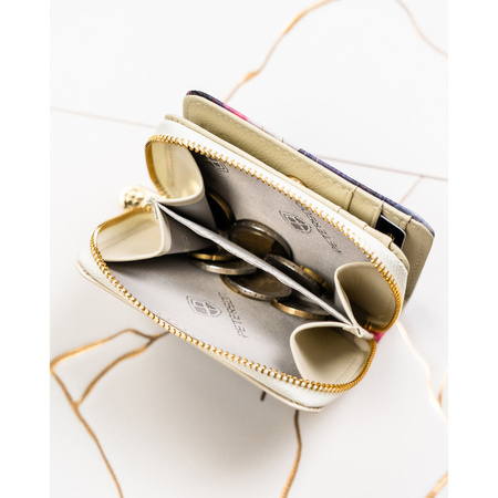 Damen-Geldbörse mit Blumenmuster aus Natur- und Öko-Leder – Peterson