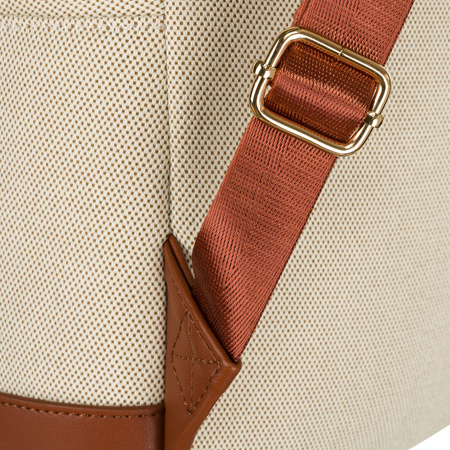 Großer, urbaner Damen Rucksack in Beige-Braun mit Außentasche – Peterson