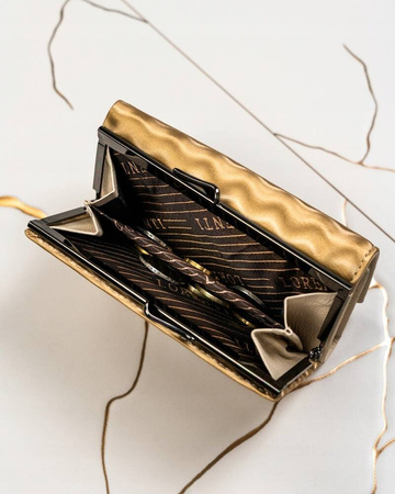 Damen Geldbörse aus Leder mit Bügelverschluss und Wellenmuster – Lorenti