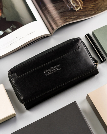 Große Damen Geldbörse aus Leder mit Reißverschluss und Druckknopf – Peterson