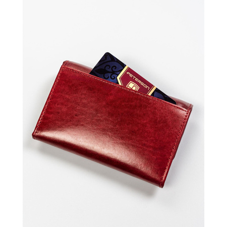 Damen Geldbörse rot aus Leder mit Druckknopf – Peterson