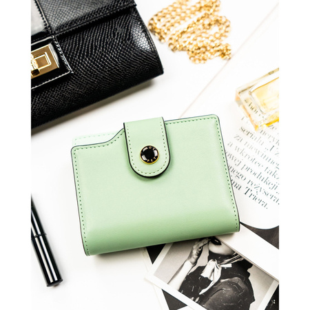 Grüne Damen-Geldbörse aus Öko-Leder mit Reißverschluss und Druckknopf – Peterson