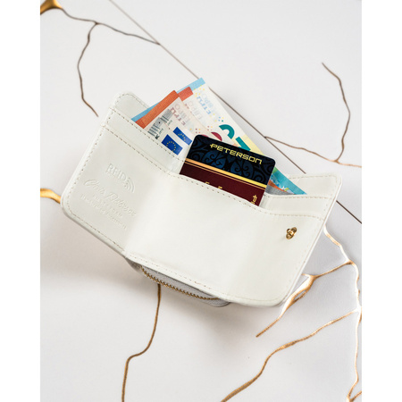 Weiße Damen Geldbörse aus Lackleder mit RFID – Peterson