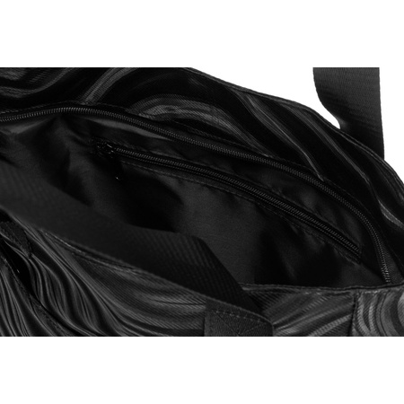 Großer Damen-Shopper aus Polyester in Schwarz mit Wellenmuster – Rovicky