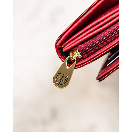 Damen-Geldbörse aus Leder mit Klappe in Rot – Peterson