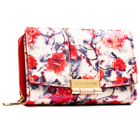 Multifarbene Damen-Geldbörse aus Öko-Leder mit floralem Muster - Peterson