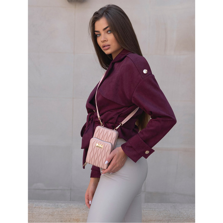 Rosa 2-in-1 Handtasche-Portemonnaie mit abnehmbarem Riemen – Rovicky