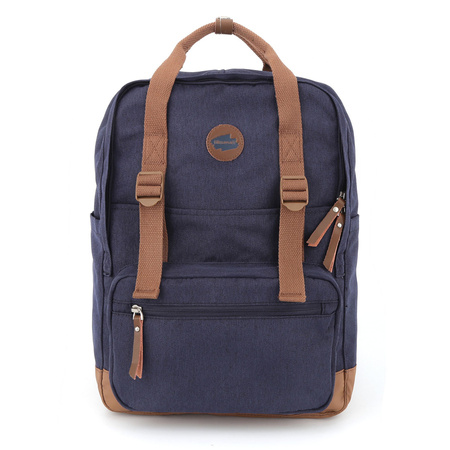 Großer City Rucksack in Marinebraun mit Laptopfach – Himawari