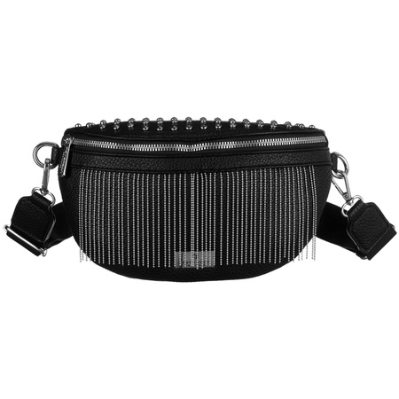 Stilvolle schwarze Damen-Gürteltasche aus Öko-Leder – Peterson