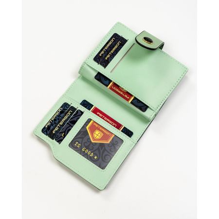 Grüne Damen-Geldbörse aus Öko-Leder mit Reißverschluss und Druckknopf – Peterson