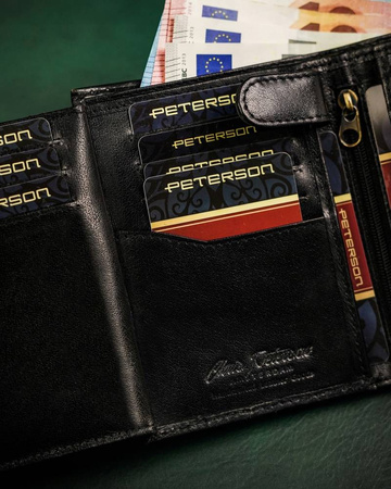 Große Herren Geldbörse aus Leder mit Druckknopf – Peterson