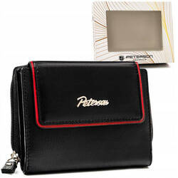 Kleine Damen Geldbörse aus Leder mit Druckknopf und Reißverschluss – Peterson