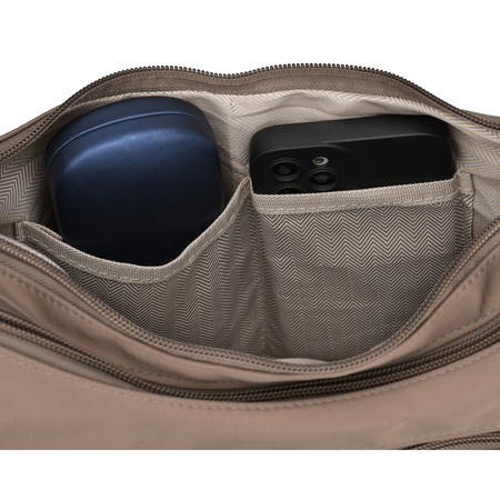 Dunkelbeige Damen-Handtasche aus Polyester mit Reißverschluss - Peterson