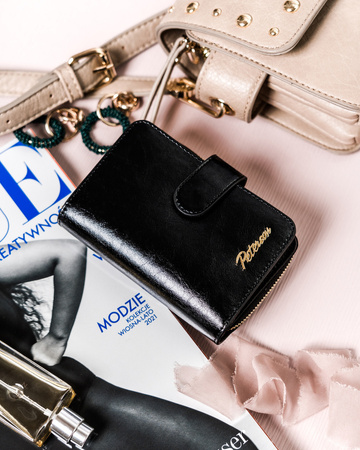 Damen Geldbörse aus Leder mit Druckknopf – Peterson