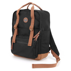 Schwarz-brauner großer City Rucksack mit Laptopfach – Himawari