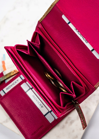 Damen Geldbörse aus echtem Leder mit Druckknopf – Rovicky