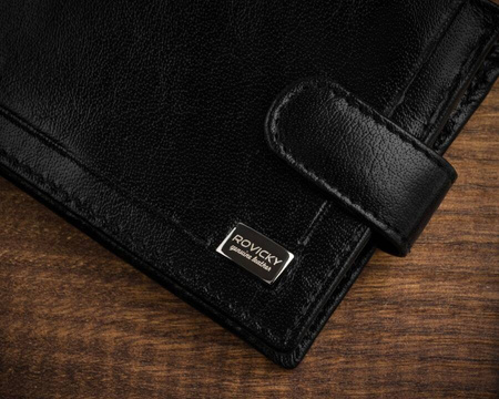 Klassische Herren Geldbörse aus Leder mit Druckknopf – Rovicky