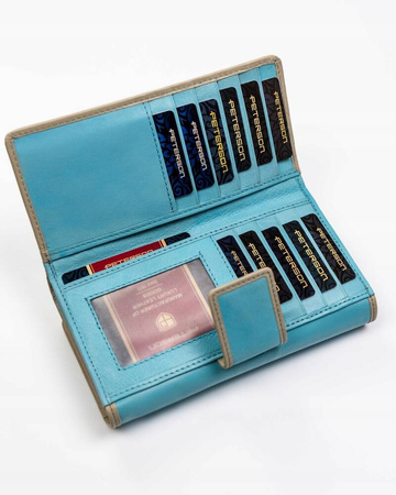 Geräumige Damen Geldbörse aus Leder mit Druckknopf und Reißverschluss – Peterson