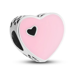 Silberner Charm Rosafarbenes Herz für Modulararmband – Peterson