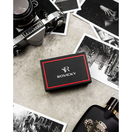 Herren-Geldbörse aus Leder in Schwarz ohne äußeren Verschluss – Rovicky