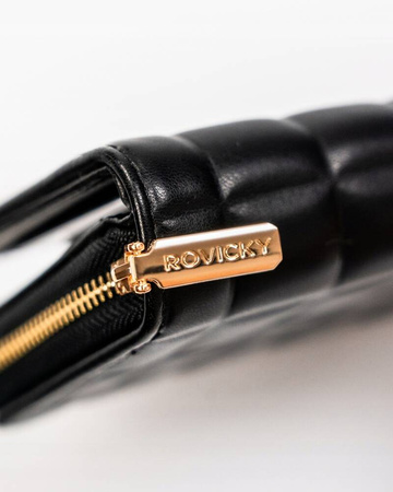 Kompakte Damen-Geldbörse im Federmäppchen-Stil in Schwarz – Rovicky