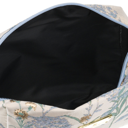 Kosmetiktasche aus Polyester in Hellblau, einteilig und mit Blumenmuster verziert - Peterson