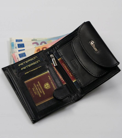 Damen Geldbörse aus Leder mit Druckknopf – Peterson