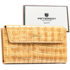 Damen-Geldbörse aus Öko-Leder in Beige mit Krokodilprägung - Peterson
